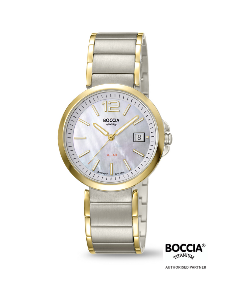 Boccia Titanium Two Tone Solar Ladies Watch - 3332-02