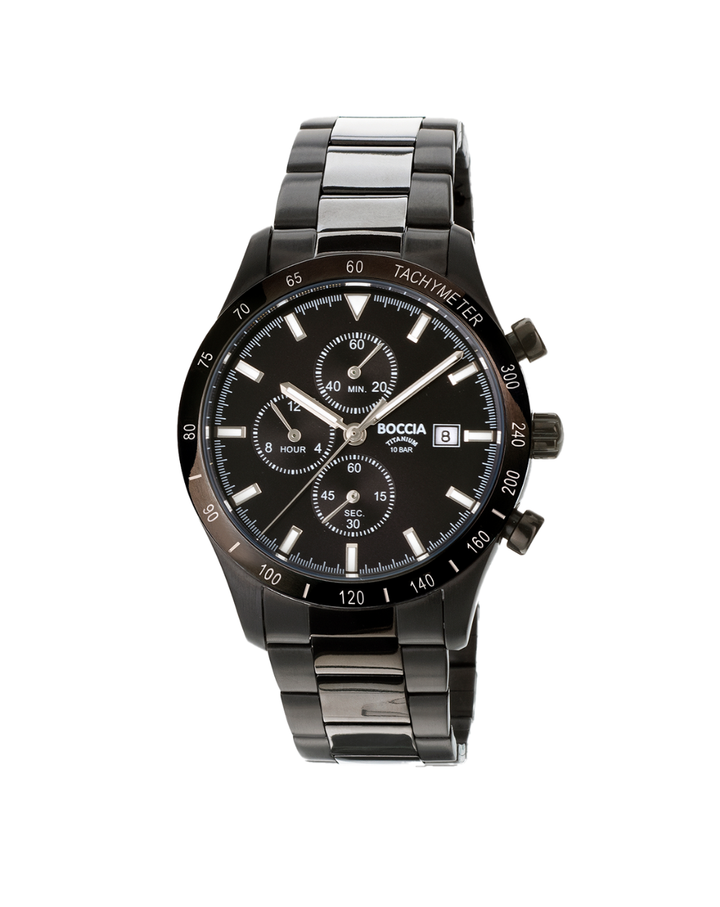 Boccia Titanium Blacked Out Chronograph Men's Watch - 3739-02
