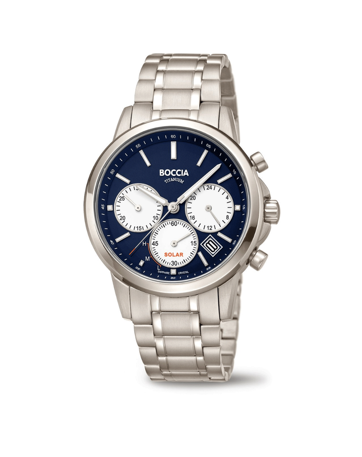 Boccia Titanium Solar Chronograph Spahire Crystal Men's Watch - 3742-03