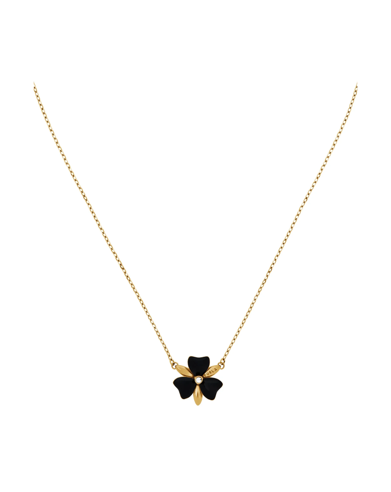 Furla Jewellery Black Enamel & Gold Flora Necklace - FJ1149NTU