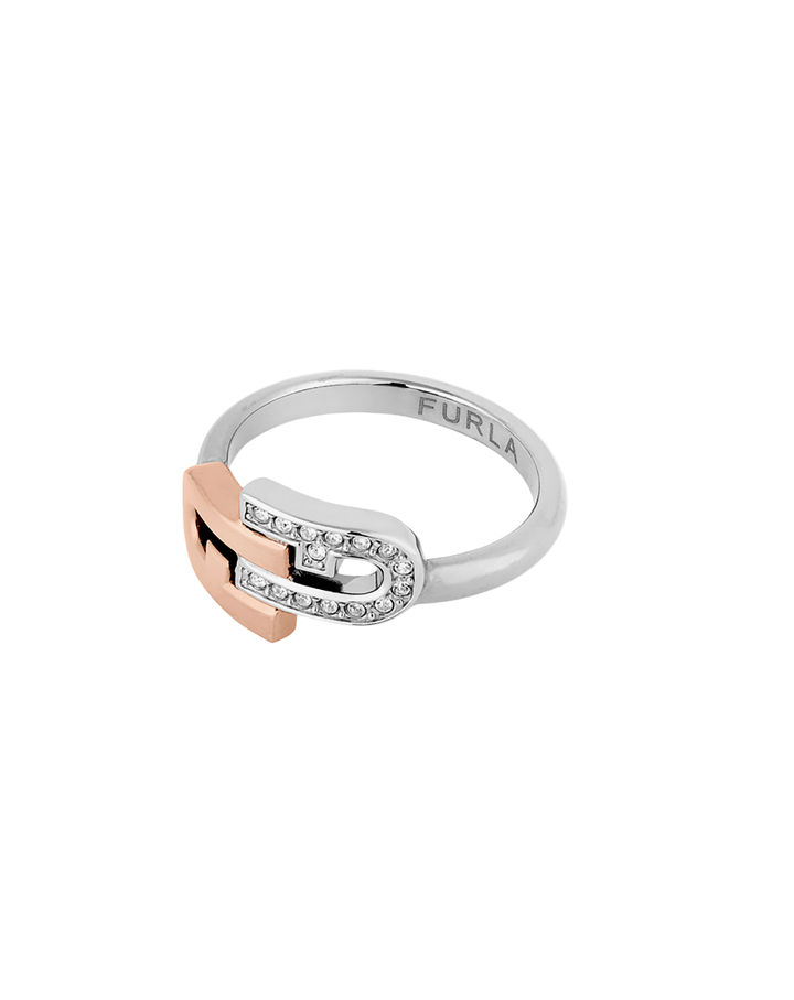 Furla Jewellery Double Arc Silver Rose Gold Two-Tone Ring - FJ0137RT6