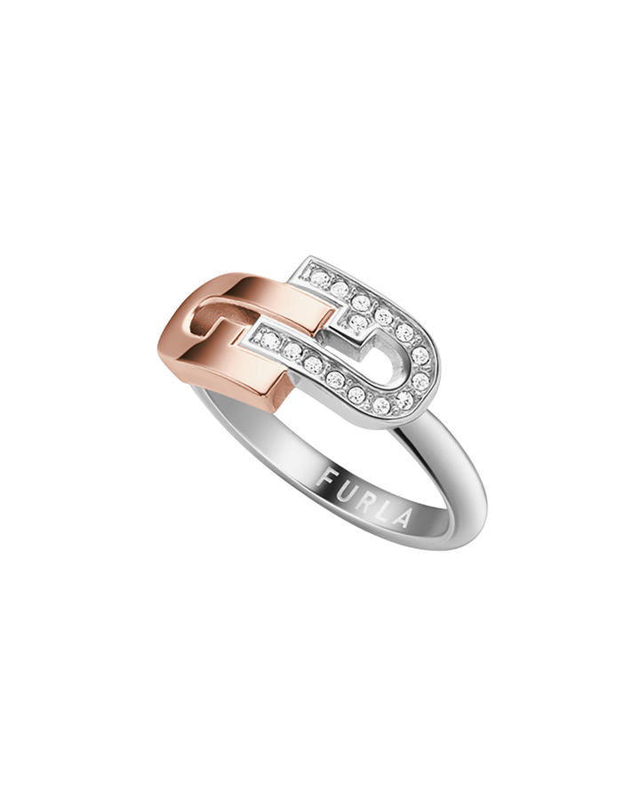 Furla Jewellery Double Arc Silver Rose Gold Two-Tone Ring - FJ0137RT6