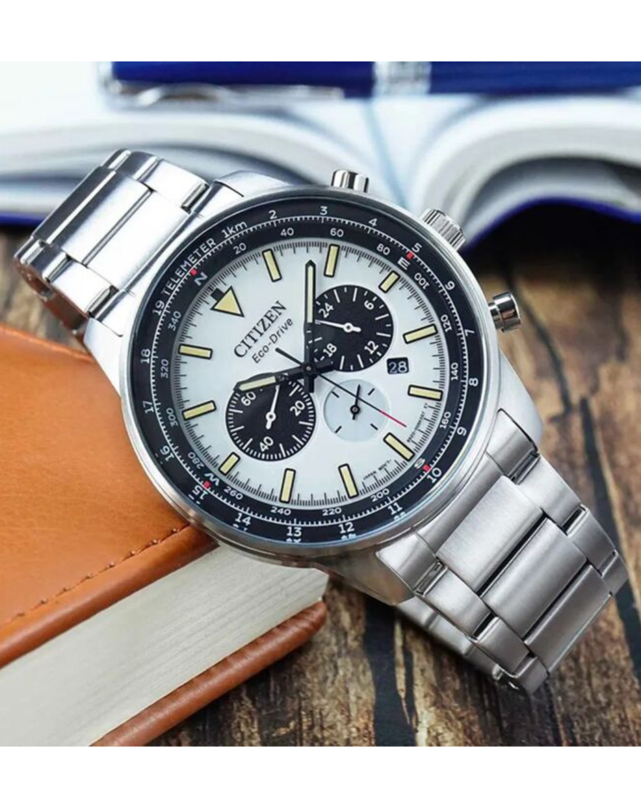 Citizen Eco-Drive Silver Dial Chronograph Gents Watch - CA4500-91A