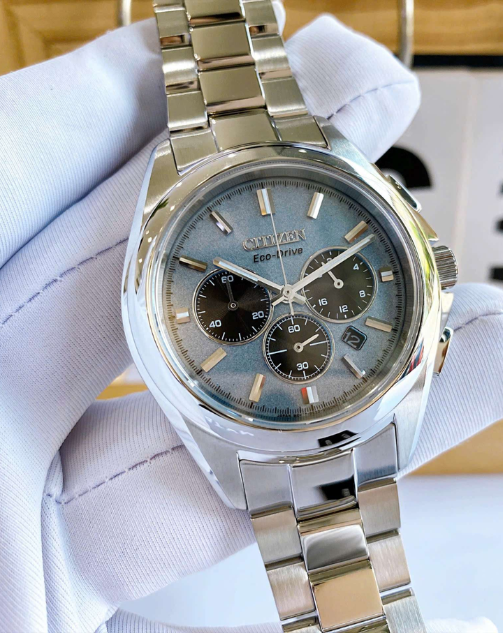 Citizen Sport Luxury Eco-Drive Chronograph Light Blue Dial Gents Watch - CA4680-55L