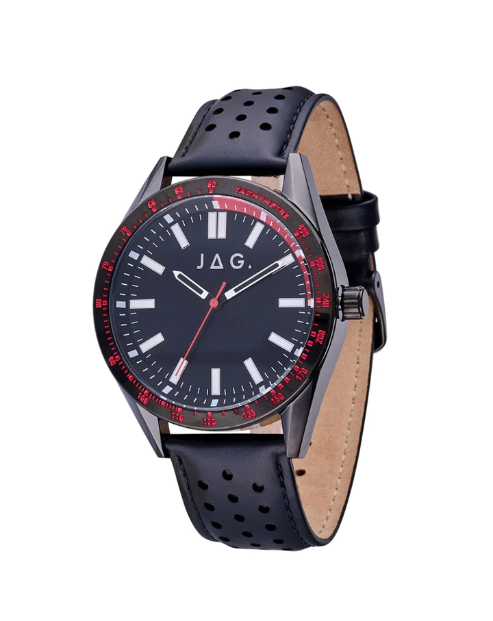 JAG Sandown Black Leather Mens Quartz Watch - J2848