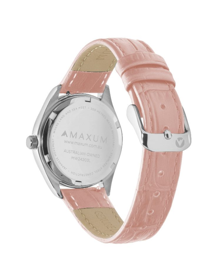 Maxum Classic Black Dial Pink Leather Ladies Watch - MW24202L05