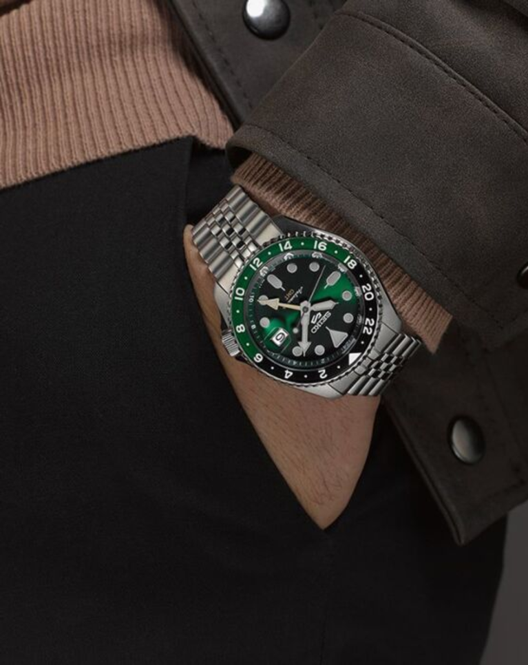 Seiko 5 Green Dial GMT Automatic Mens Watch - SSK035K1
