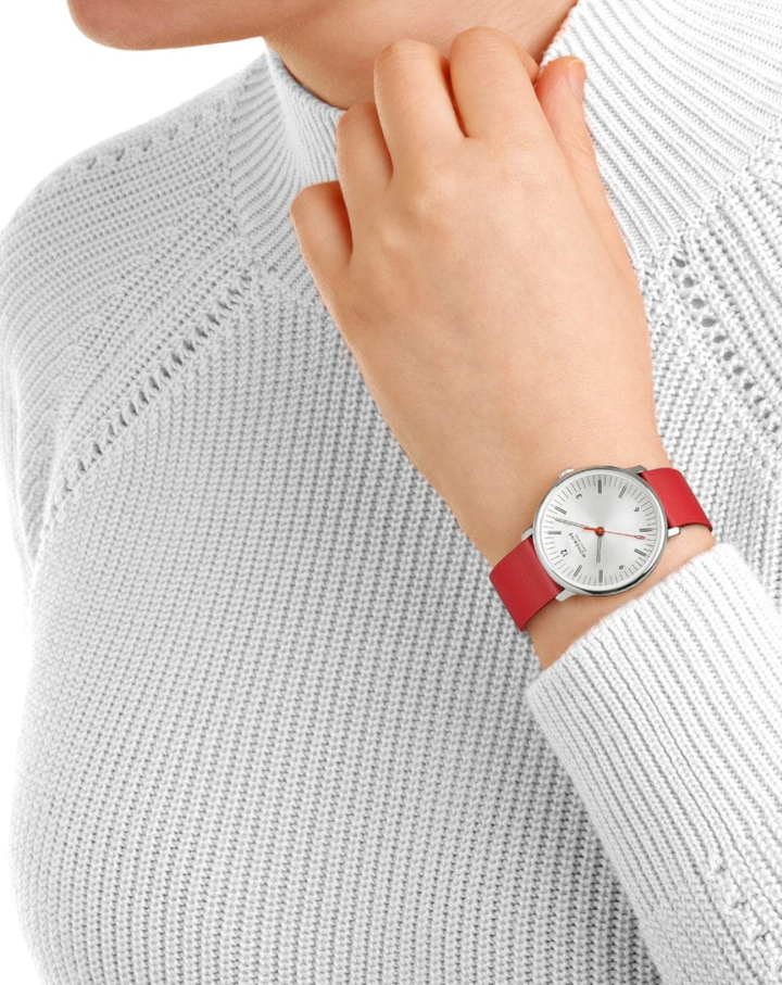 Mondaine Doppio Red Vegan Leather Ladies Watch - MLE.33110.LCV