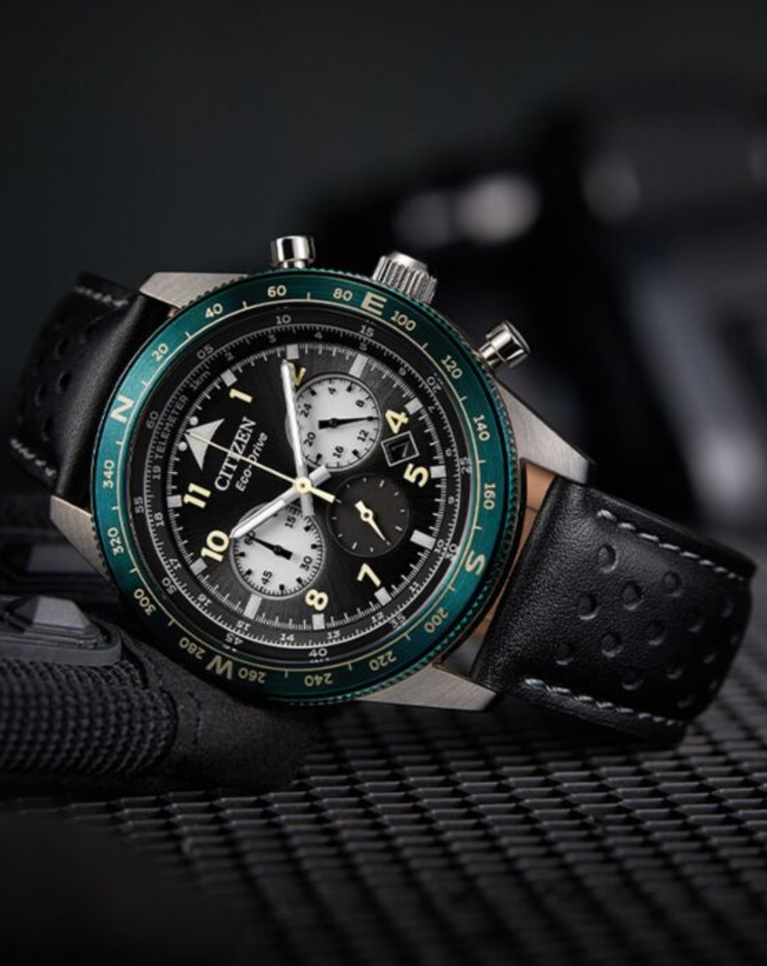 Citizen Eco Drive Chronograph Green Mens Watch - CA4558-16E