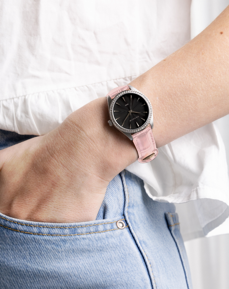 Maxum Classic Black Dial Pink Leather Ladies Watch - MW24202L05