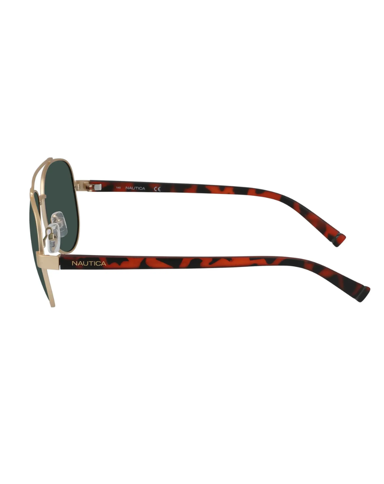 Nautica Mens Matte Gold Pilot Style Sunglasses - N4652SP.712.58/13