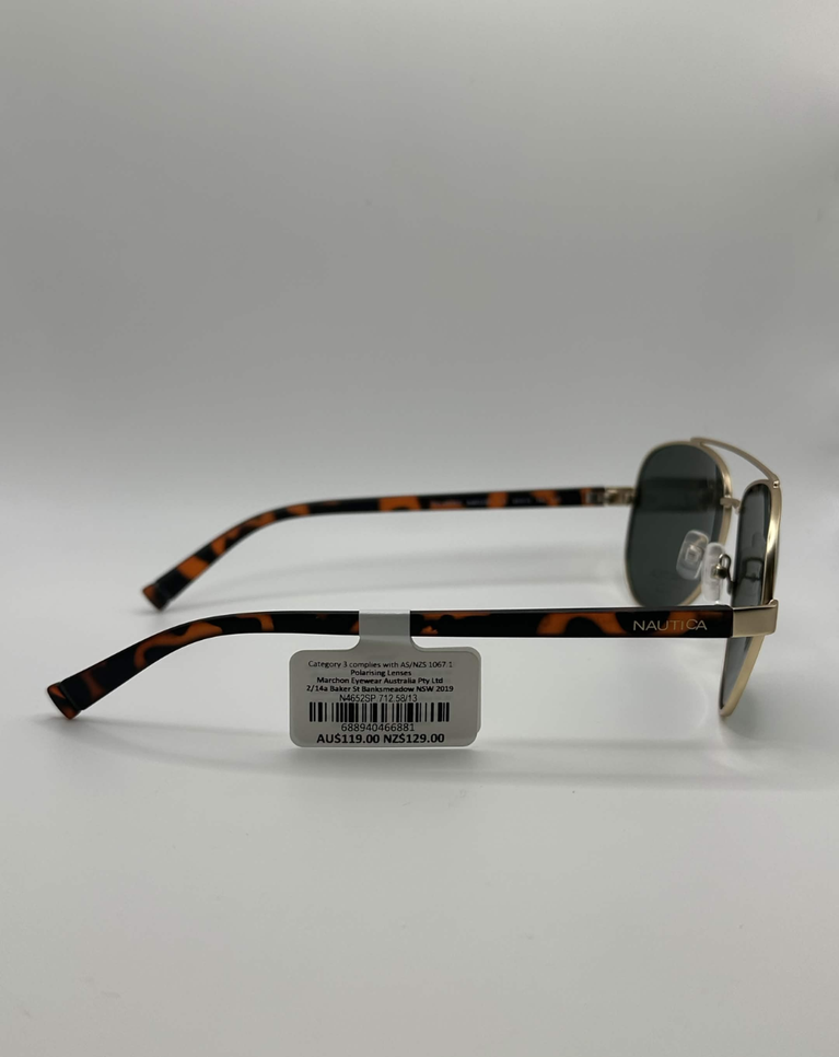 Nautica Mens Matte Gold Pilot Style Sunglasses - N4652SP.712.58/13