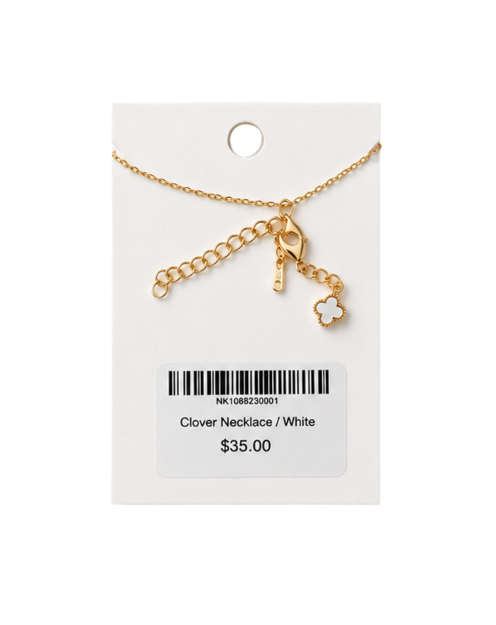 Aura Clover Gold Necklace w / White Pearl - NK1008230001