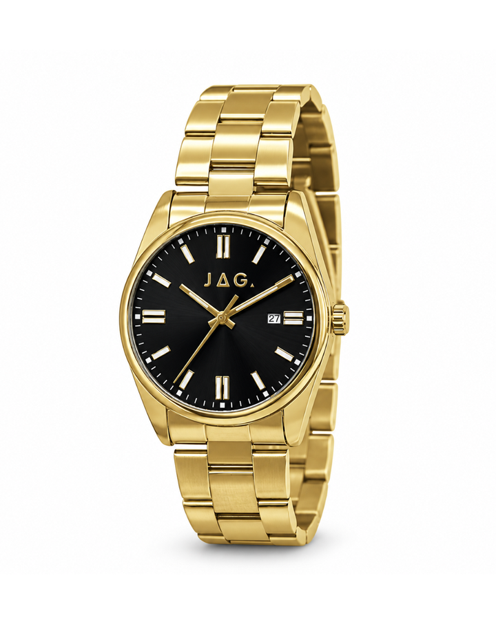 JAG Marsden Gold Smooth Bezel Black Dial Mens Watch - J2957A