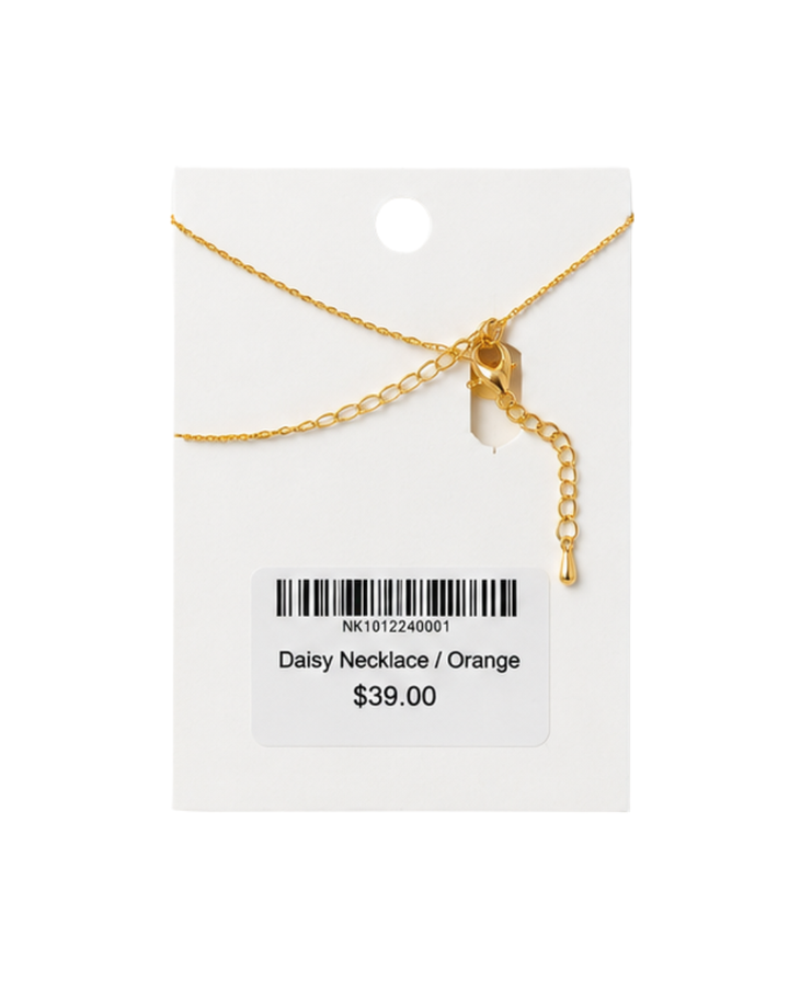 Aura Orange Daisy Gold Plated Ladies Necklace - NK1012240001