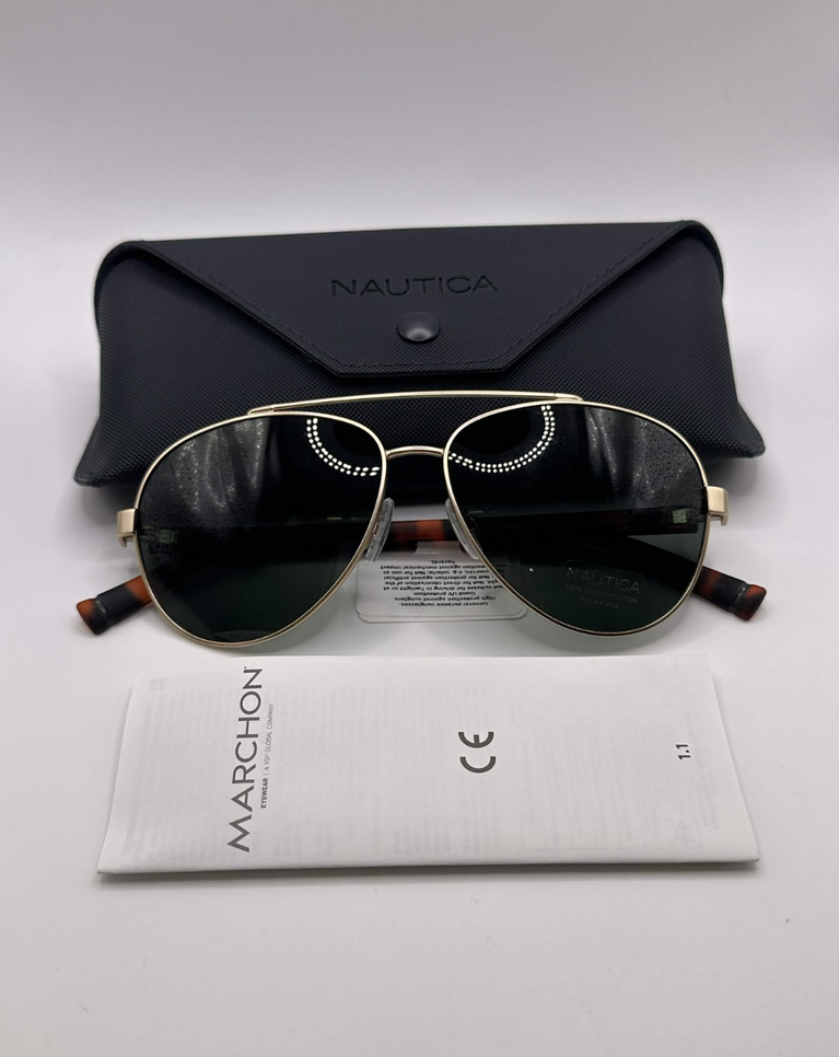 Nautica Mens Matte Gold Pilot Style Sunglasses - N4652SP.712.58/13