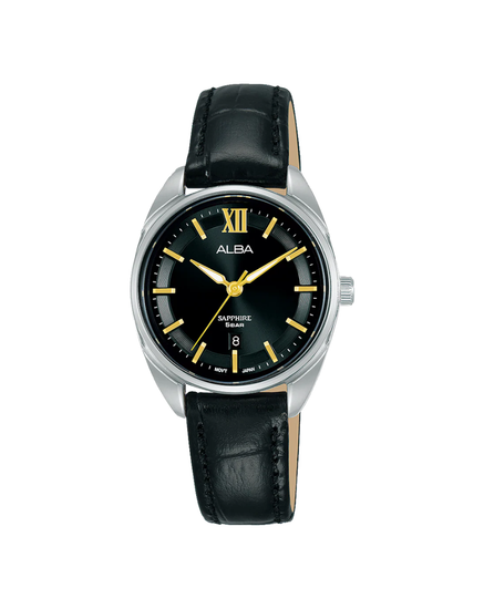Alba by Seiko Ladies Black Dial Leather Strap Watch - AH7Y63X1