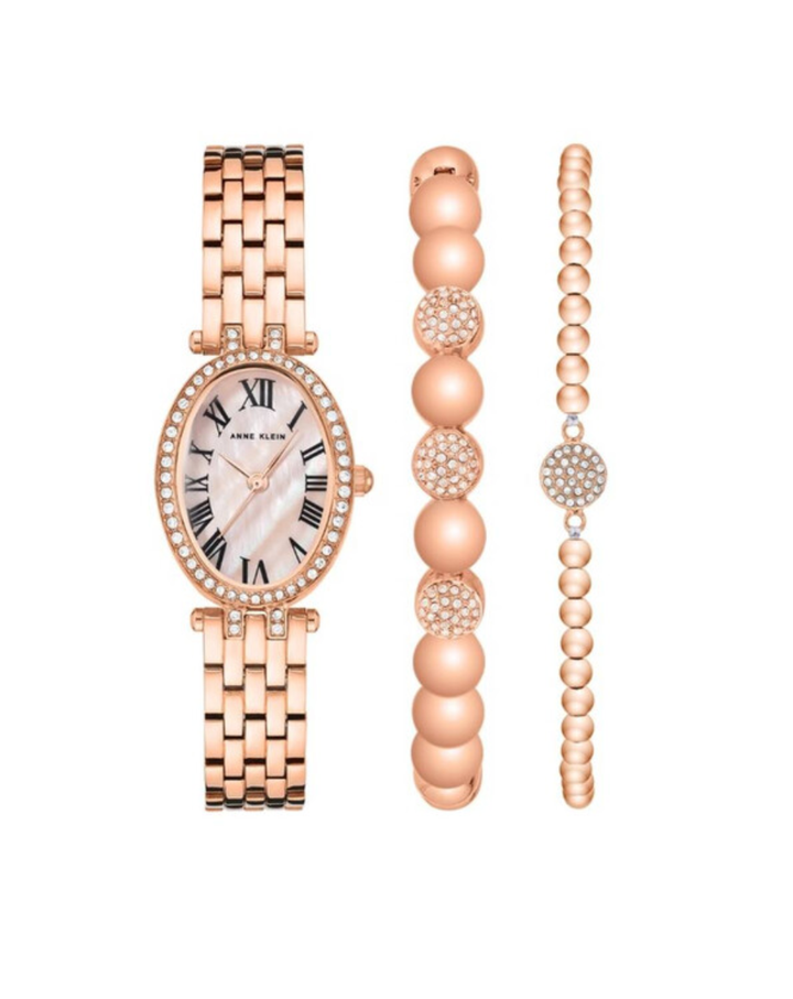 Anne Klein Rose Gold Oval Ladies Watch + Gift Set - ANK-3970RGST