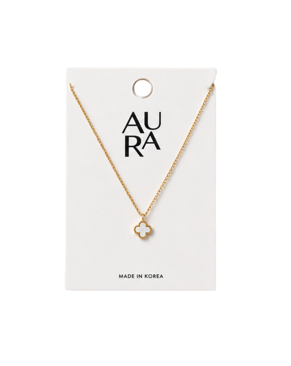 Aura Clover Gold Necklace w / White Pearl - NK1008230001