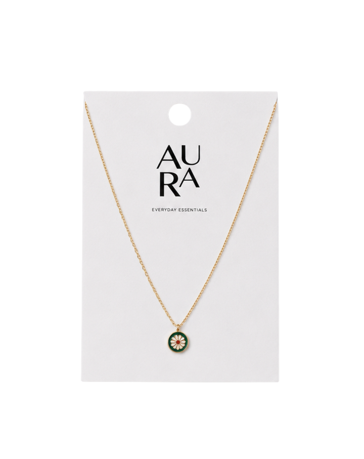 Aura Daisy Green Gold Plated Ladies Necklace - NK1012240002