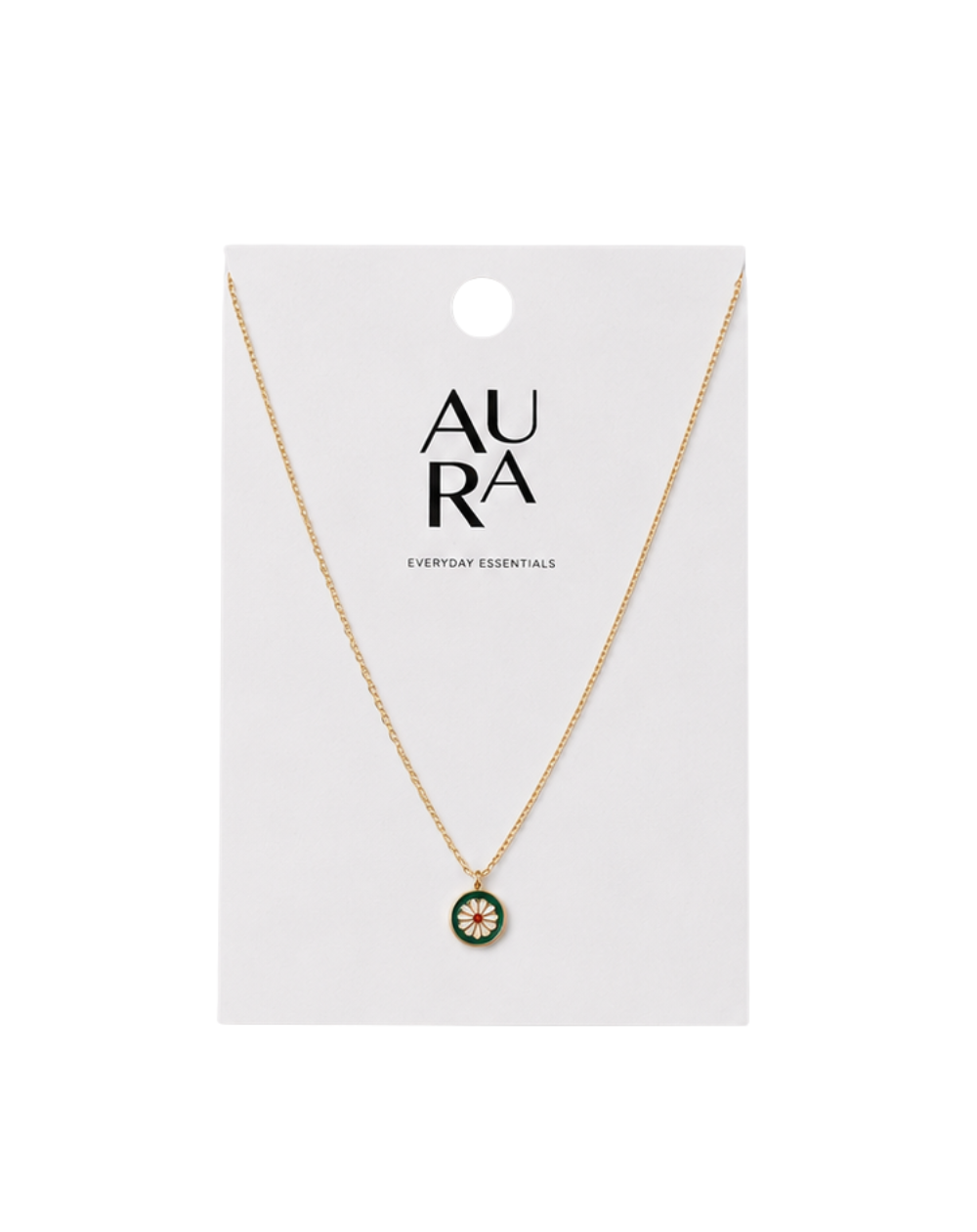 Aura Daisy Green Gold Plated Ladies Necklace - NK1012240002