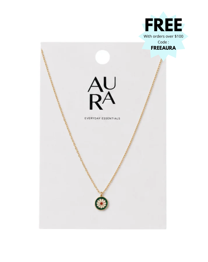 Aura Daisy Green Gold Plated Ladies Necklace - NK1012240002