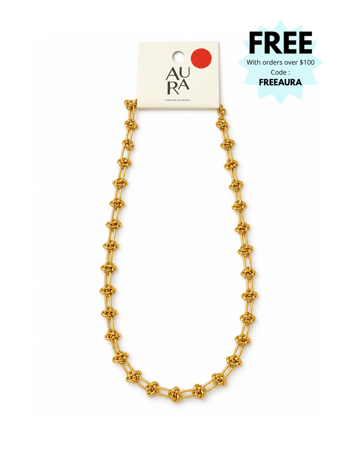 Aura Daria Gold Ladies Knotted Chain - NK0506230040