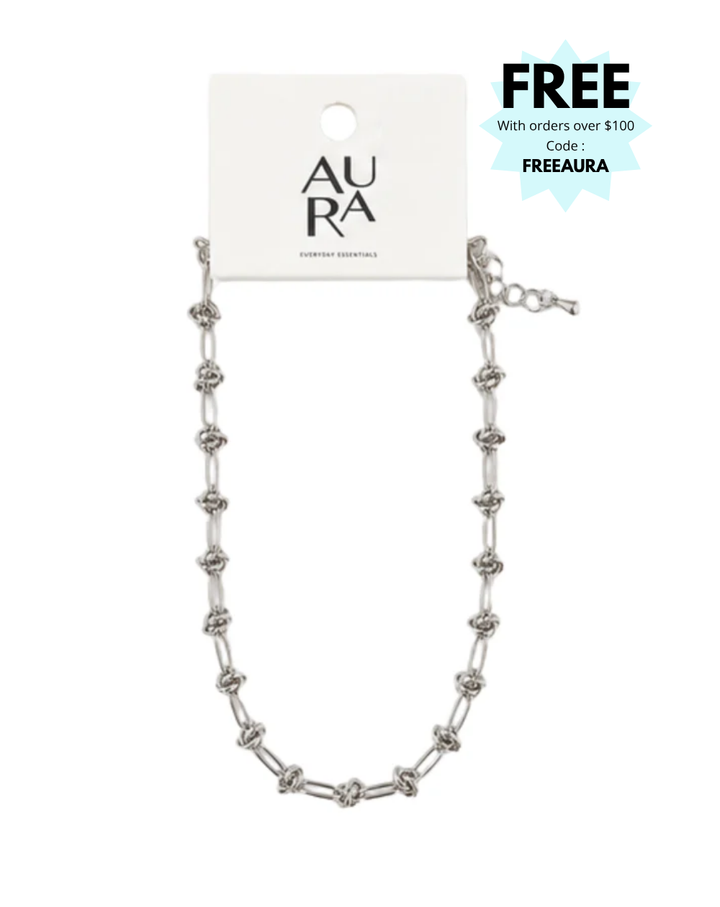 Aura Daria Silver Ladies Knotted Chain - NK0506230041