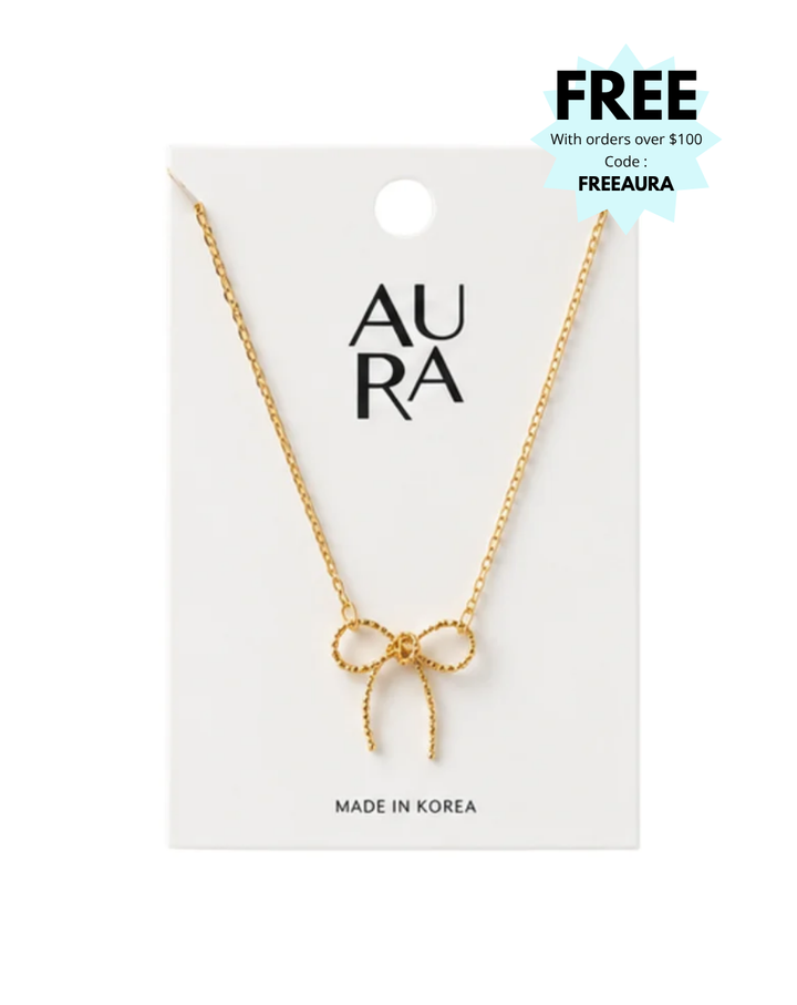 Aura Gold Plated Mini Bow Ladies Necklace - NK2011240026