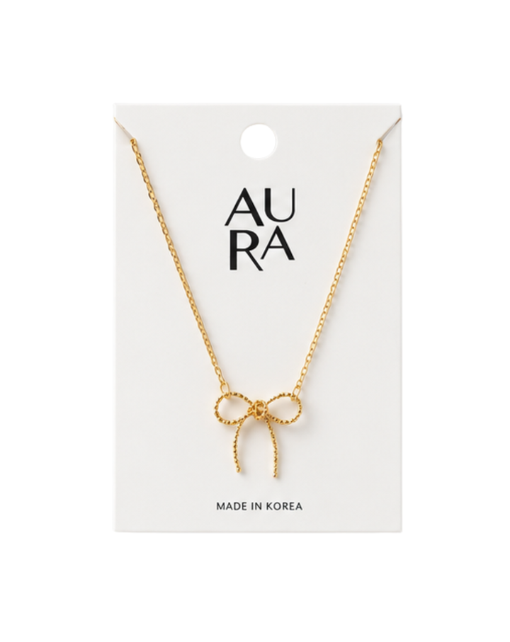 Aura Gold Plated Mini Bow Ladies Necklace - NK2011240026