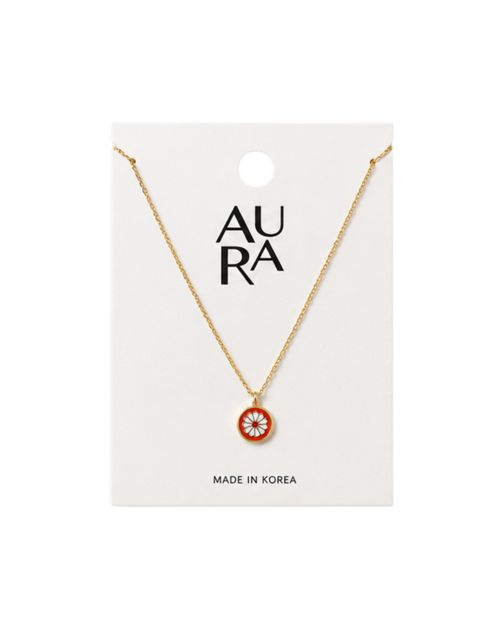 Aura Orange Daisy Gold Plated Ladies Necklace - NK1012240001