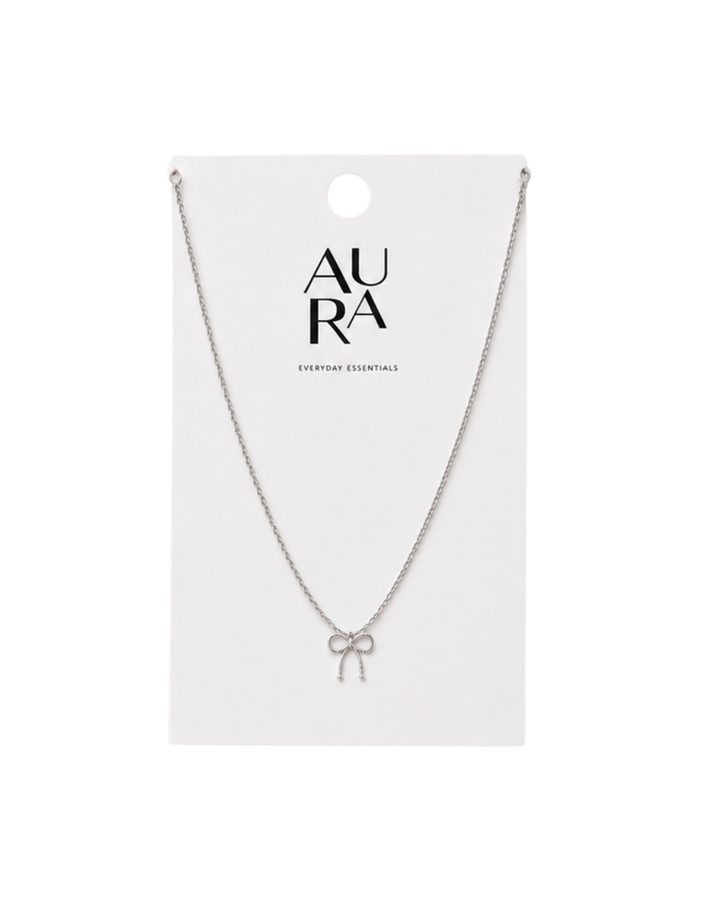Aura Petite Silver Bow Ladies Necklace - NK4052300013