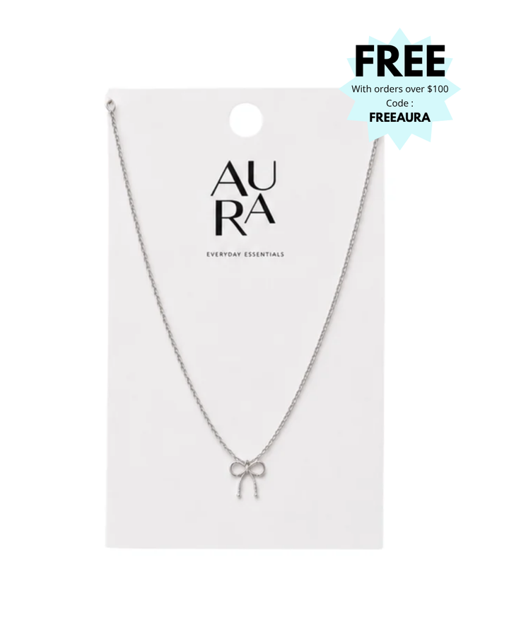 Aura Petite Silver Bow Ladies Necklace - NK4052300013