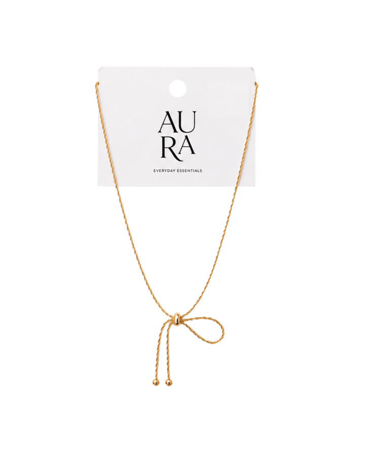 Aura Rope Bow Gold Plated Ladies Necklace - NK0205240003