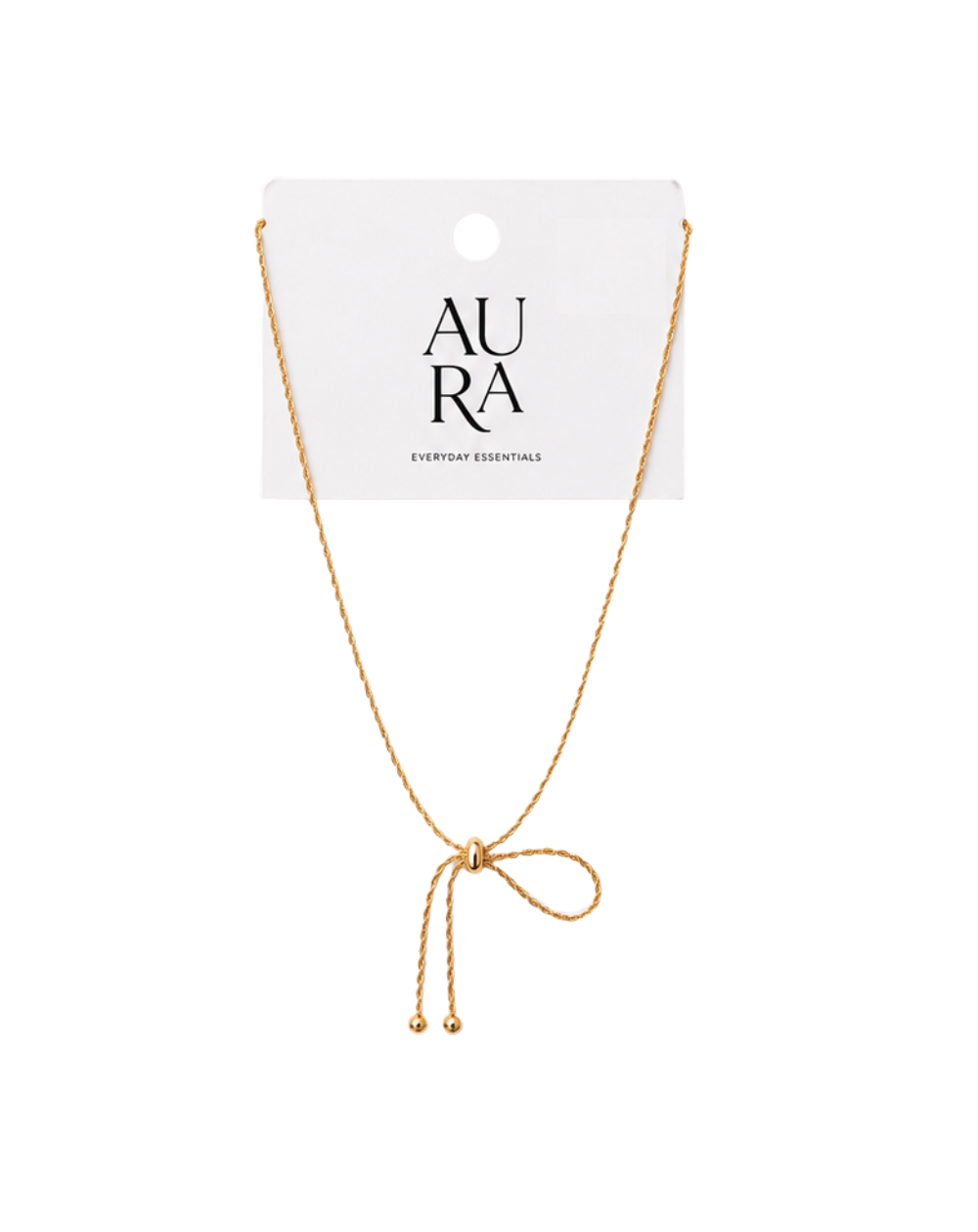 Aura Rope Bow Gold Plated Ladies Necklace - NK0205240003