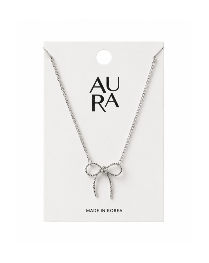 Aura Silver Mini Bow Ladies Necklace - NK2011240027