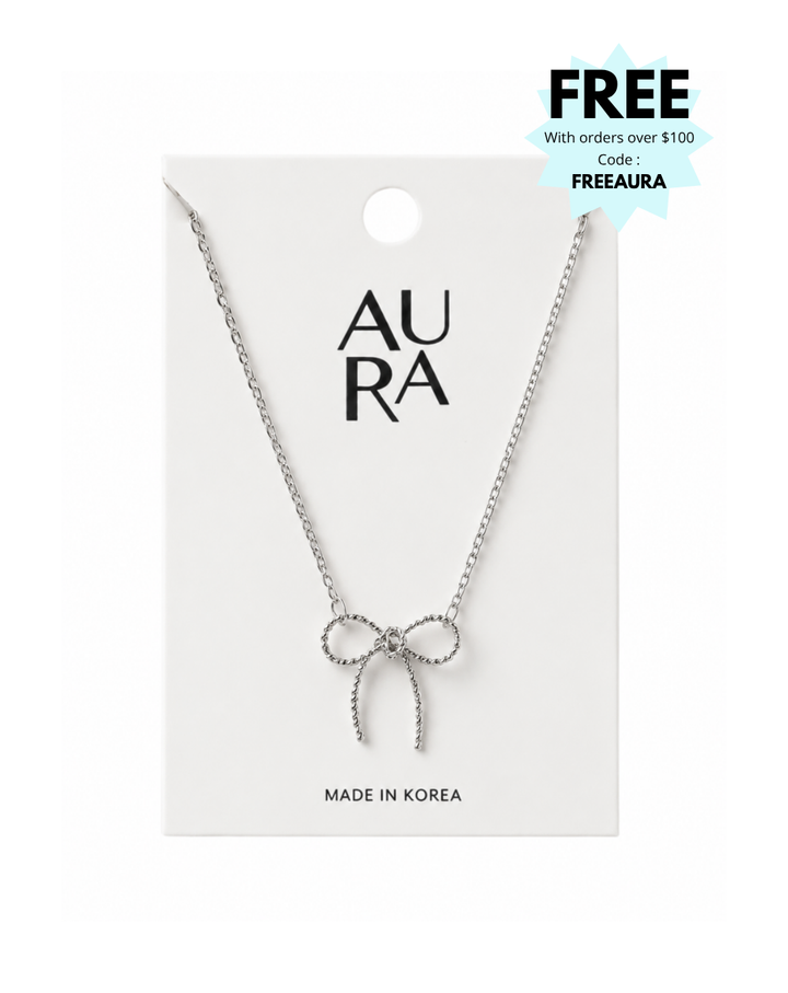 Aura Silver Mini Bow Ladies Necklace - NK2011240027