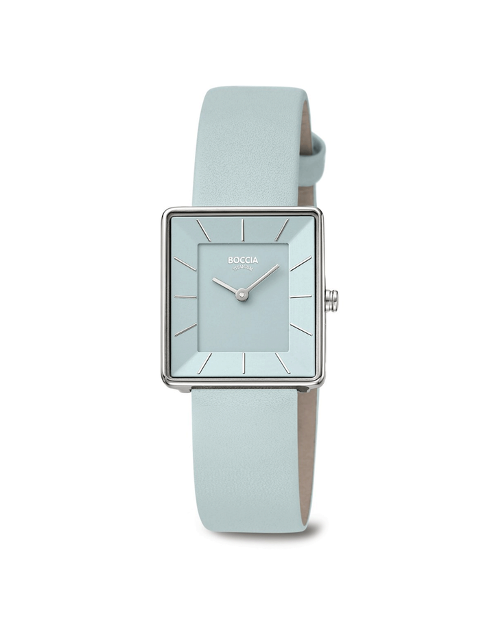 Boccia Titanium Ice Blue Dial Leather Band Ladies Watch - 3351-02
