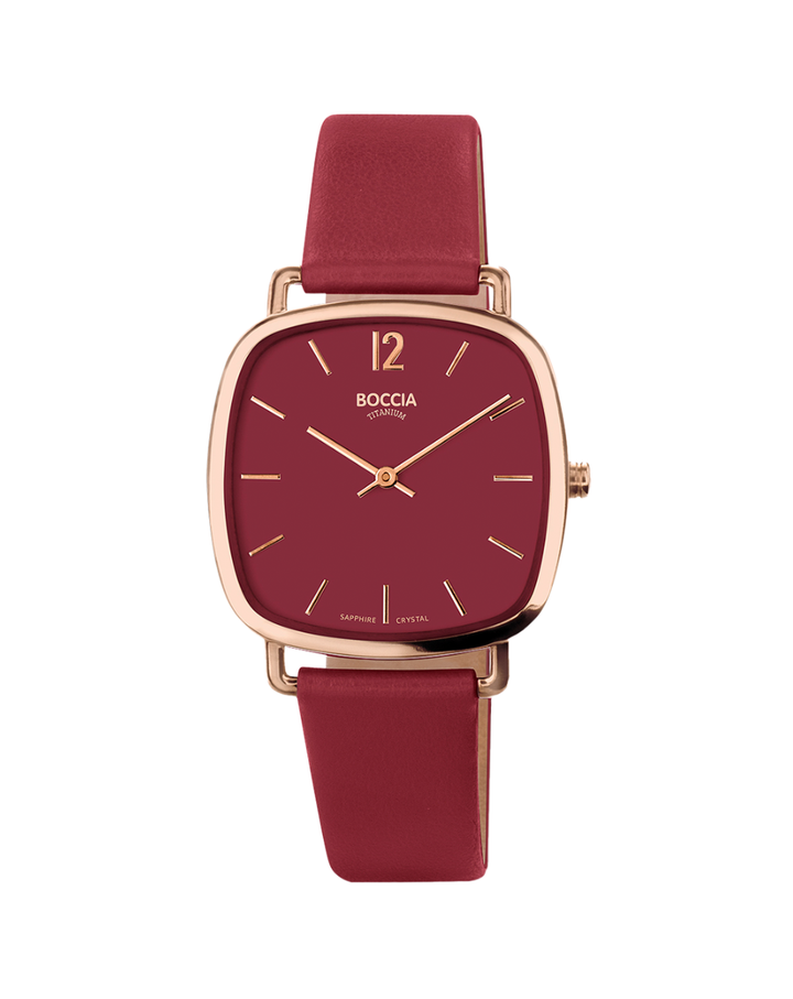 Boccia Titanium Elegant Red Dial Ladeis Watch - 3334-05