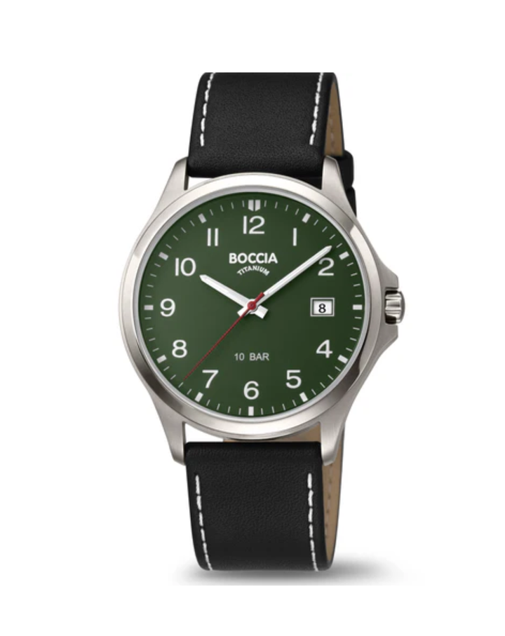 Boccia Titanium Figure Dial Green Dial Mens Watch - 3659-05