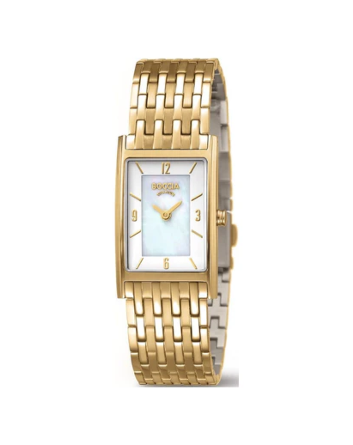 Boccia Titanium Gold Plated Elegant Ladies Square Watch - 3212-11