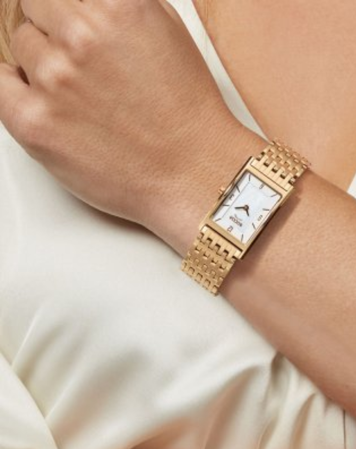 Boccia Titanium Gold Plated Elegant Ladies Square Watch - 3212-11