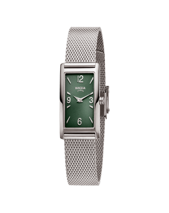 Boccia Titanium Green Dial Square Ladies Watch - 3366-01