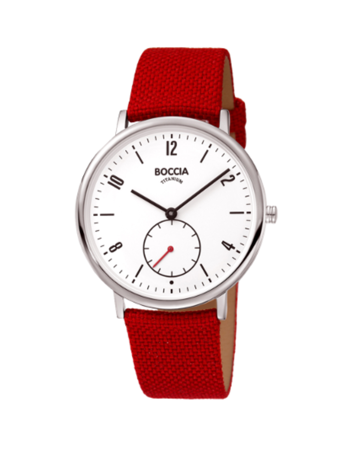 Boccia Titanium Sub Second Dial Red Strap Unisex Watch - 3350-01
