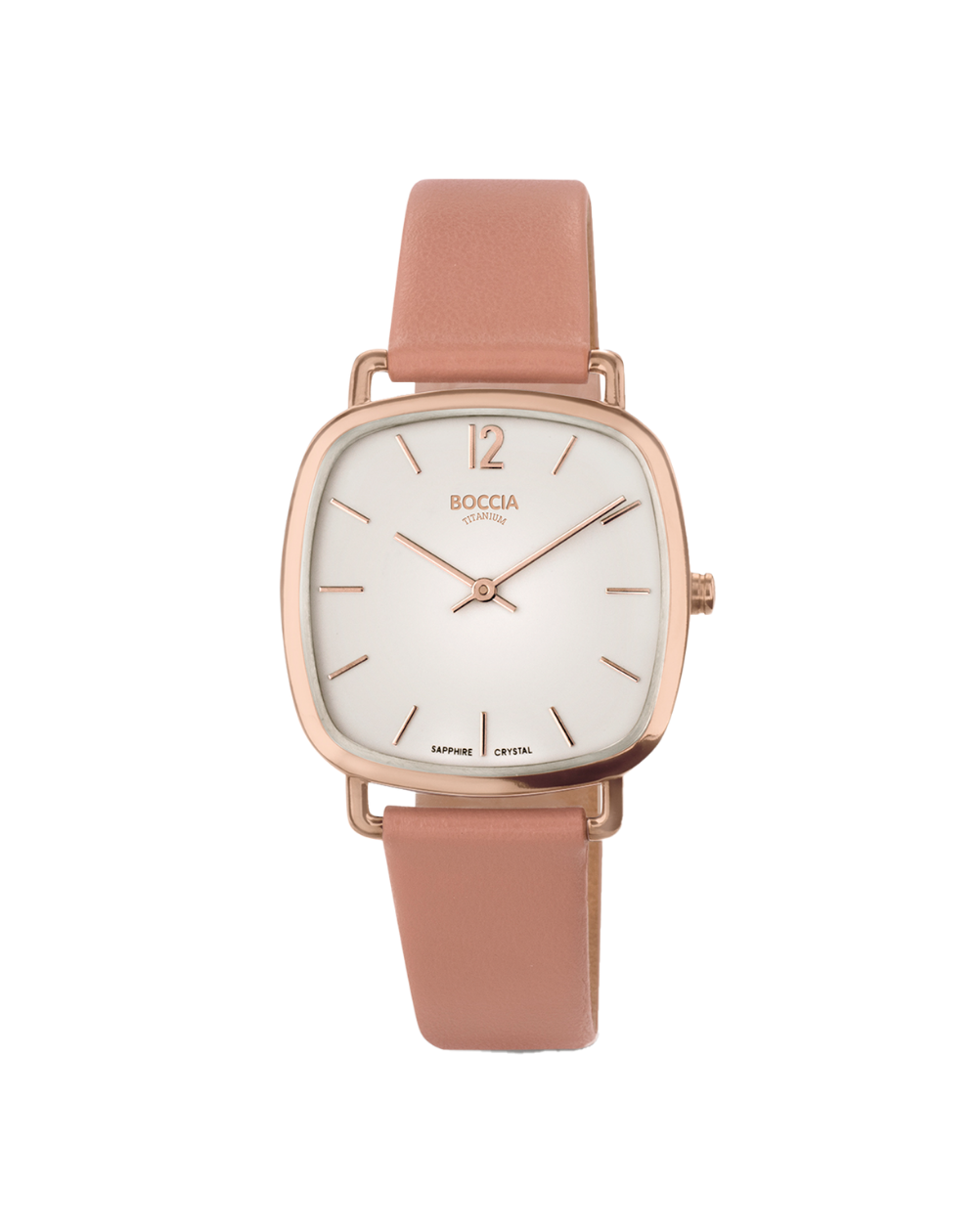 Boccia Titanium Rose Gold Dial Vegan Leather Strap Ladies Watch - 3334-04