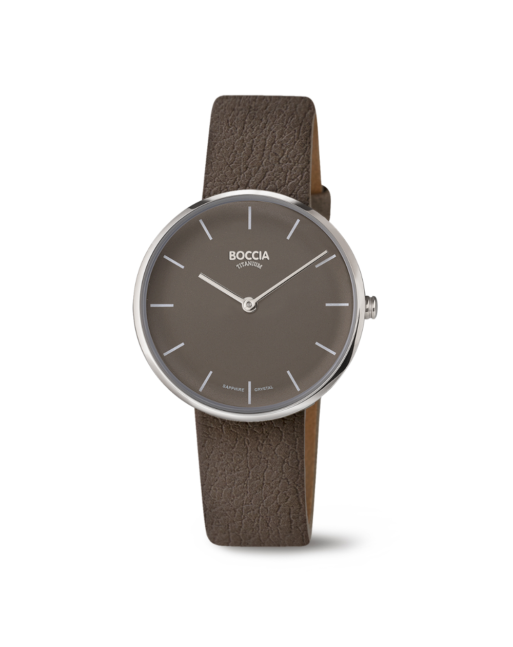 Boccia Titanium Brown Leather Round Watch - 3327-02