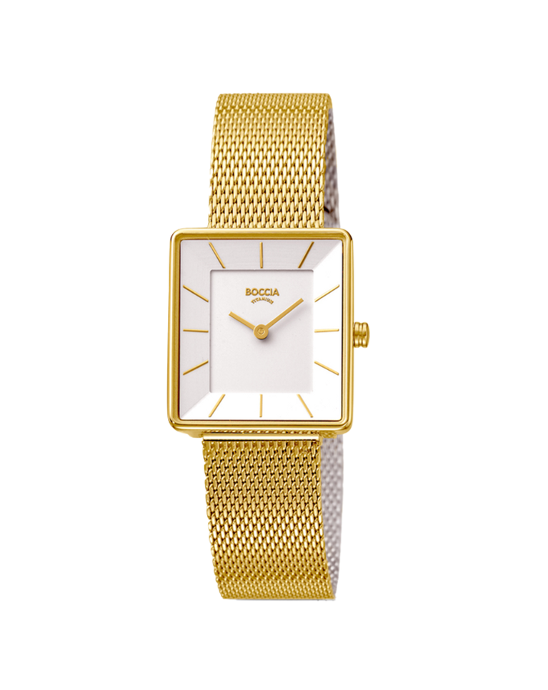 Boccia Titanium Gold Ladies Square Watch - 3351-06