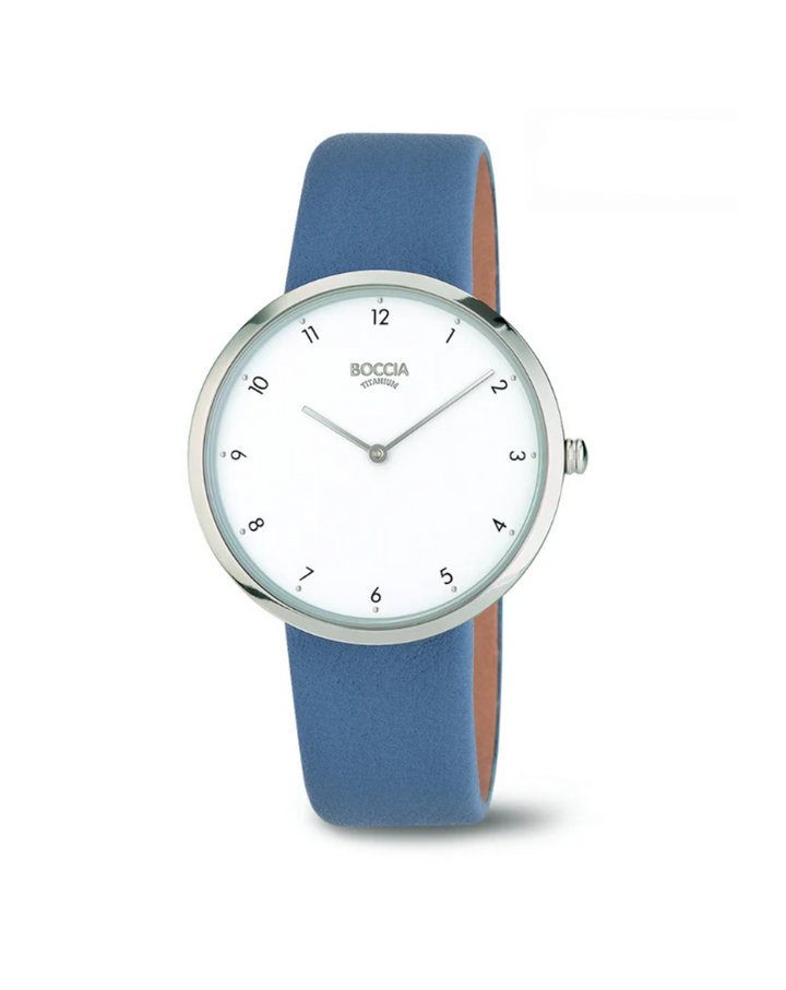 Boccia Titanium Silver Unisex Blue Leather Watch - 3309-07