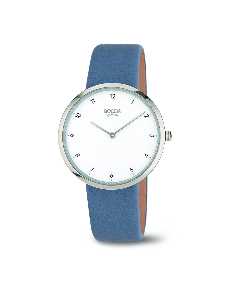 Boccia Titanium Silver Ladies Blue Leather Watch - 3309-07