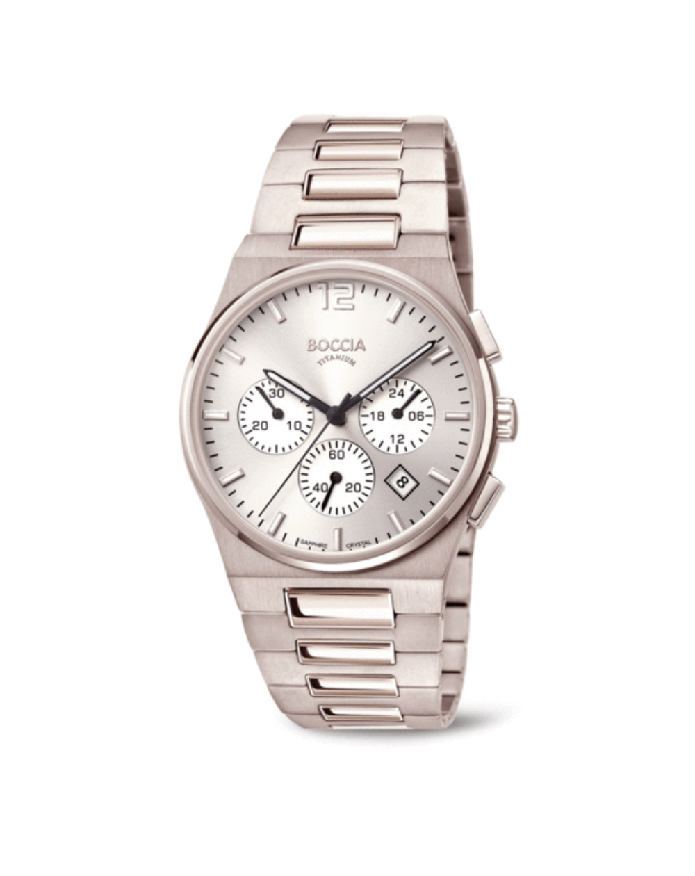 Boccia Titanium White Dial Sapphire Crystal Men's Chronograph Watch - 3741-01